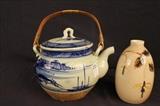 284 - Antique Chinese teapot with vase signed F.J. Von Tury, New Jersey, 1939-1991 (has damage)