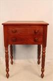 217 - Walnut 2 drawer side table with acanthus carved legs, 28T, 41W, 17D