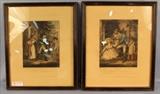 328 - 2 piece set of colonial prints in black frames, 20x16