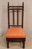 238 - Spool carved youth chair with new upholstery, 31T, 13W, 12D