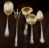 245 - Five sterling serving pieces