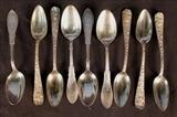 278 - Nine pieces old Victorian sterling spoons.