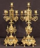 324 - Matching pair of contemporary bronze 5 light candelabras, 20 in.T, 9 in.W.