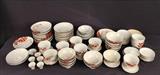 332 - 69 piece Japanese dinner set porclelain red and gold design.