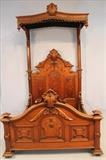 Walnut Victorian half tester bed, 9 ft. 6 in. Tall, 56 in. Wide, 73 in. long