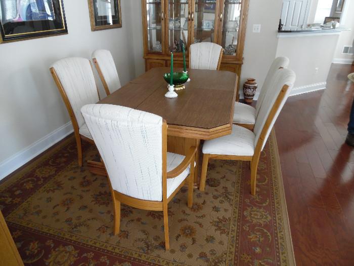 Dining room set 2 captain 4 side chairs leaf and rotector pad
