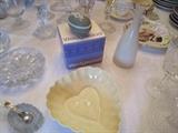 Belleek dish, Wedgwood egg box, Lenox vase