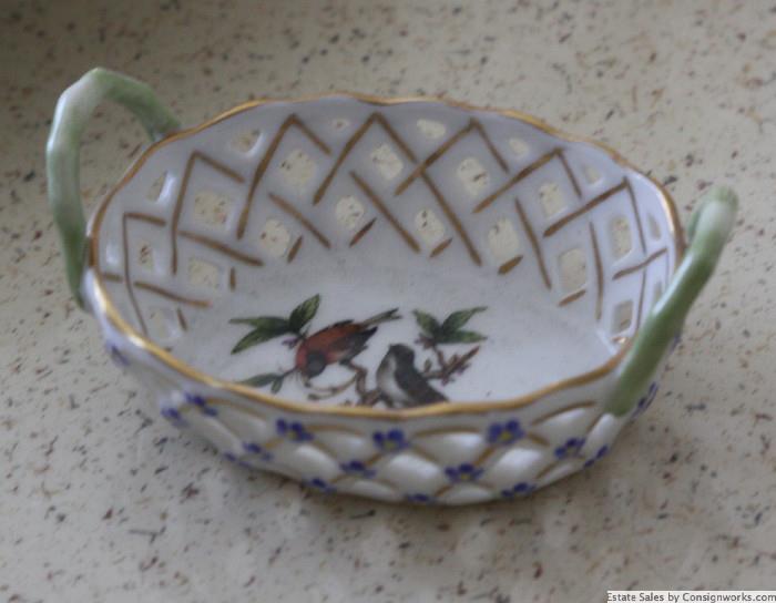Herend Hungary miniature porcelain basket