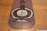 Mid Century Modern table with ceramic tile inlay. Table self-stores 2 leaves