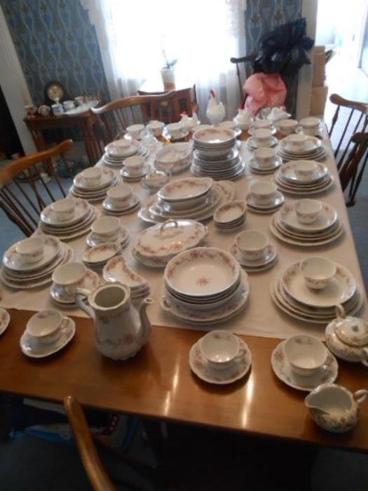 more than 80 pieces  in this set  of china, Limoges, 10 place settings and serving pieces.