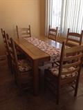 Stunning oak table w/6 chairs.  Many beautiful linens too!