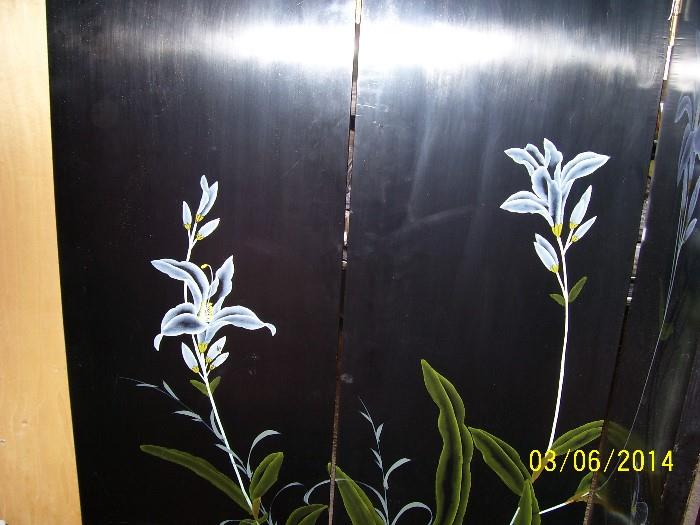 Side 2  -  Folding screen Chineise decorated. 64 inches x 72 inches,. Four Panels