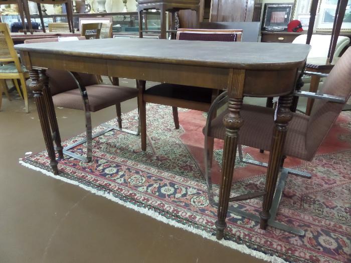 antique table, fluted legs