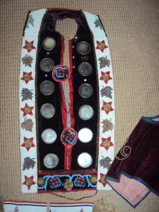 Native American Indian bead work vest with 12 mirror like rounds