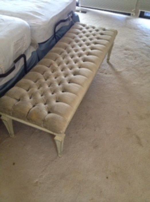 Provincial velvet tufted bench - long - great for a king bed!