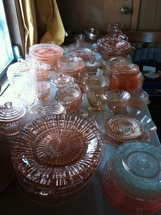 The largest collection of pink depression glass I've ever seen!