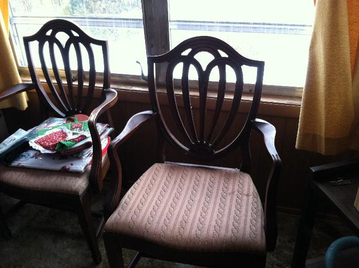 These lovely dining room chairs go with a dining room table that is buried under the china.  In great condition.