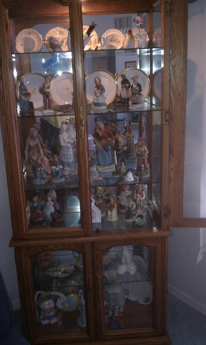 Large Curio Cabinet with China Figurines and Collectibles