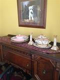 1920 Antique Buffet Plus Beautiful Soup Tureen Set, Art and More!