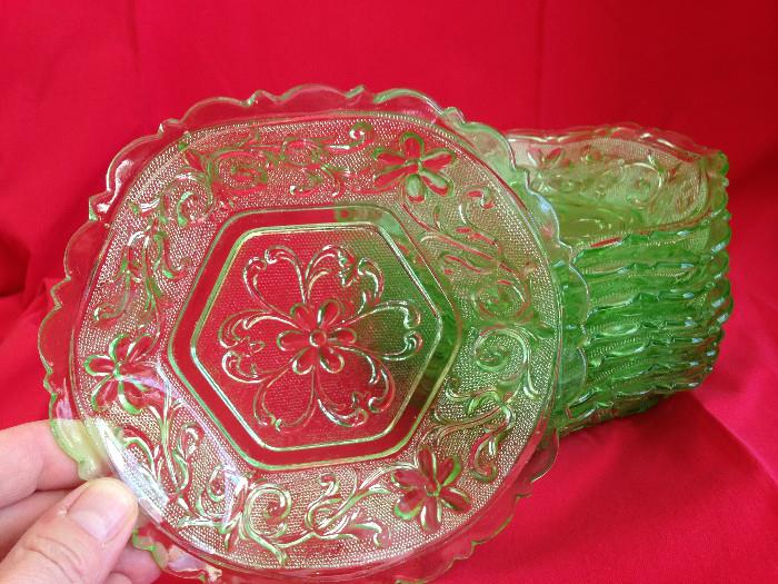 Antique Green Glass Bowls