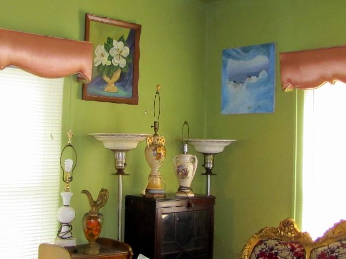 Curio Cabinet, Art Deco Floor Lamps, Vintage Lamps