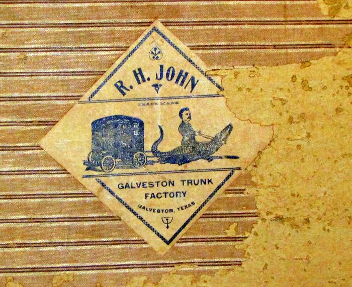Label in Trunk: R.H. John, Galveston Trunk Factory