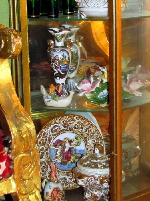 Curio Cabinet with Porcelain Pieces
