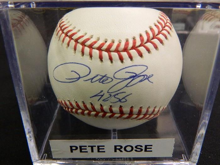 Pete Rose Signed Baseball With Reggie Jackson COA