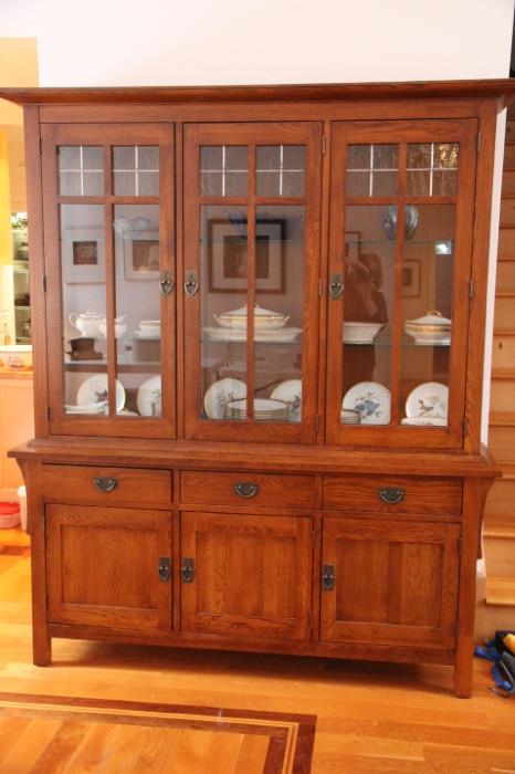 Kincaid china arts-and-crafts style china hutch (from the American Artifacts collection).  The center drawer is for storing silver, and is lined with silver cloth.
