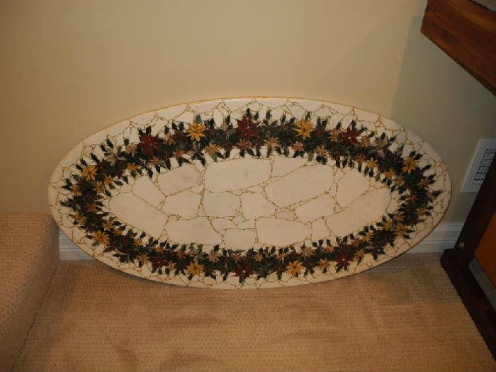 Heavy stone mosaic table top, there are two (each different)
