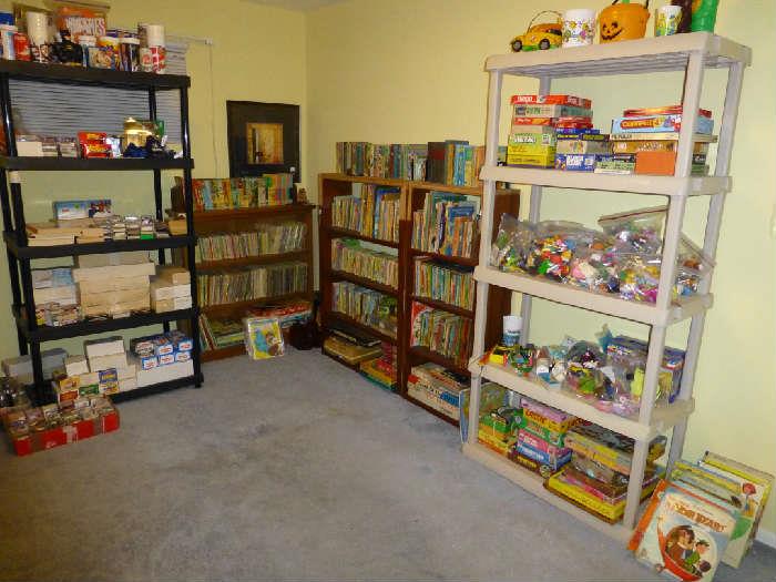 huge collection of childrens books, toys, sports card collection