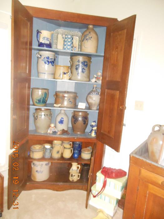 This is the Corner Cupboard and you can see just a few of the Stoneware of jugs, pitchers, salt holders etc. 