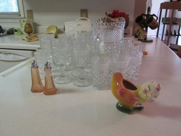 Vintage Cape Cod pitcher and glasses set
