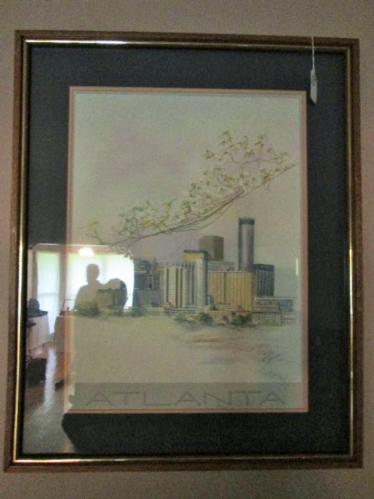 Litho of 1970's Atlanta Skyline