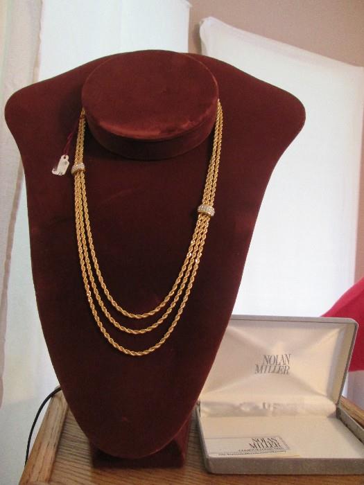 Nolan Miller 3 strand gold rope necklace