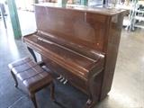 A54 #2 Samick 51” Circa 1990 Hi Gloss Mahogany Studio Upright Piano #021915 Condition of 9