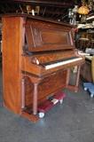 G54#11 Regent 1904 Upright Piano Burl Finish Knicks and Chips Condition of 7-8 #K-44027