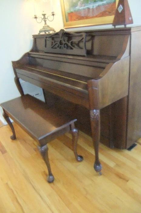  High end, Charles R. Walter Piano and bench, Satin Cherrywood