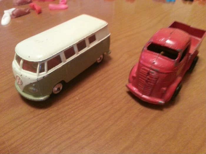 Corgi VW Bus and  unidentified red Pickup