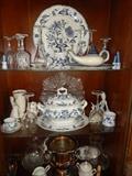 transferware tureen and serving pieces
