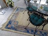 9 x 7 blue and cream wool rug