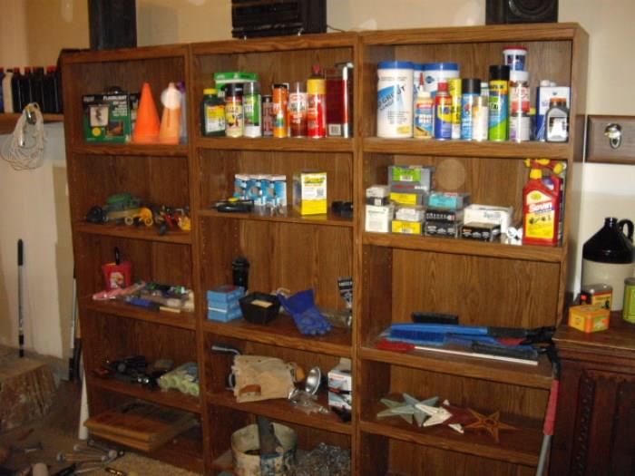 Lots of oil, cleaning supplies, farm chemicals