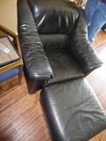Leather chair and ottoman