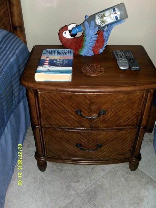 bedside table with 2 drawers, "polly parrot", book