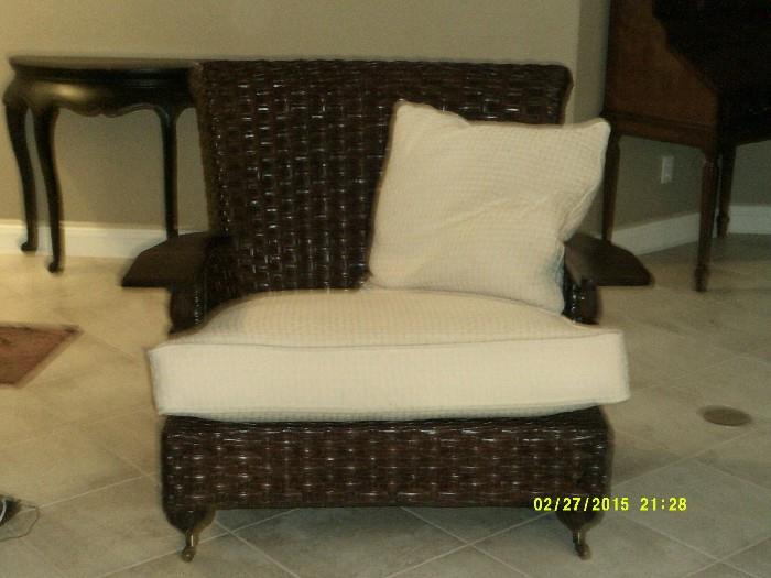 Upscale, large, overstuffed chair with 2 pillows