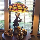 Figural lamps and set of cherubs