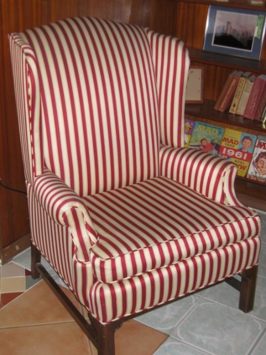 STRIPED WINGBACK CHAIR
