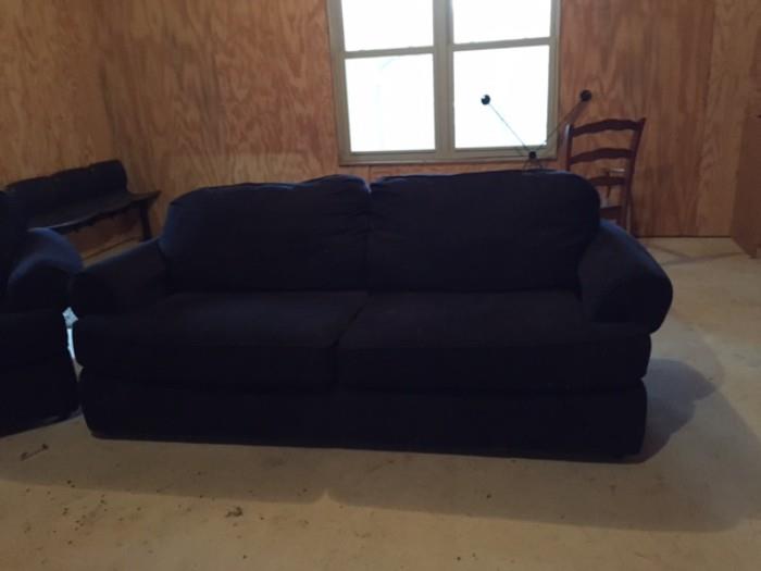 Navy upholstered sofa - has matching chair available
