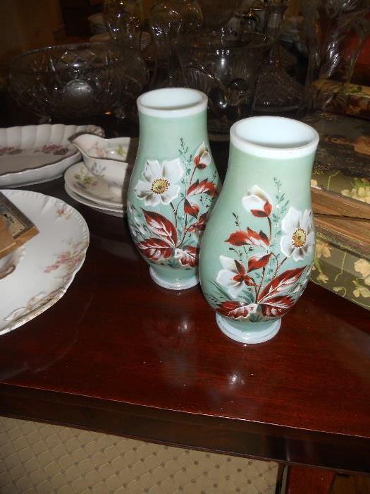 Antique hand painted vases