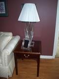 Thomasville Table - Waterford Picture Frame - Lucite Lamp